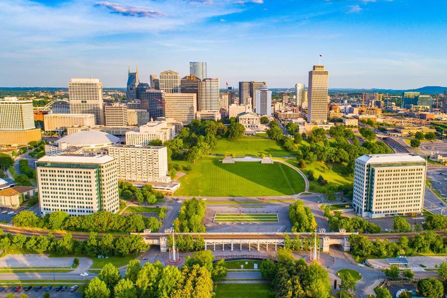 About Our Agency - View of Nashville TN From the Sky on a Clear Blue Day